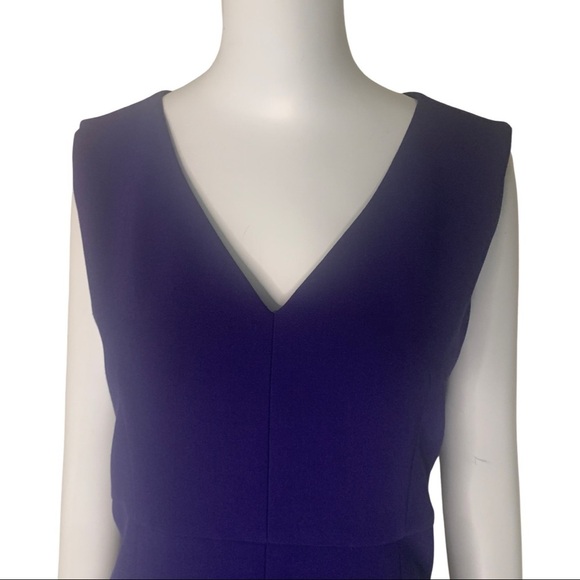 DIANE VON FURSTENBURG Halle Ponte Knit Purple Sleeveless Dress V-Neck Size 8 - Picture 5 of 16